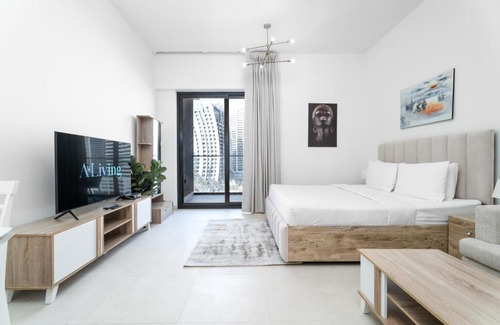 Business Bay Apartment | Aliving Stylish Studio Binghatti Canal view & Burj Khalifa