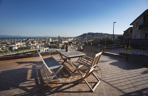 Naples Apartment | Panoramic apartment with large roof terrace in Naples, view of harbor, Vesuvius