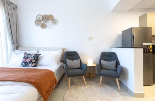 Jumeirah Village Circle Apartment | Serene studio apartment with Burj Khalifa view in Jumairah Village Circle JVC