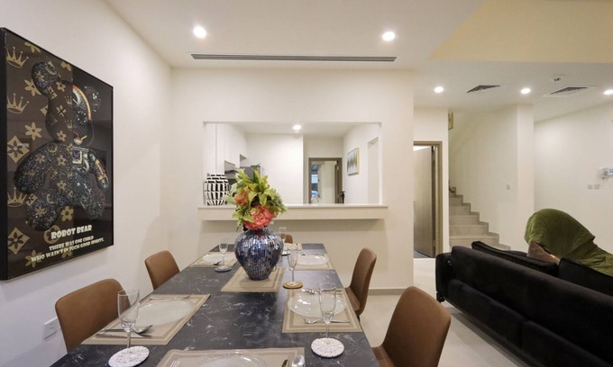 Dubai House | Livbnb- Classy 3BR+Maid's Villa with Private Patio