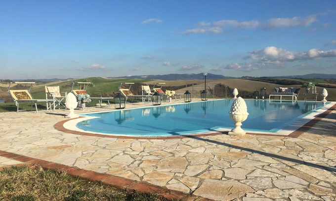 Lajatico Villa | Stunning private villa for 7 guests with A/C, private pool, WIFI, TV, patio and panoramic view