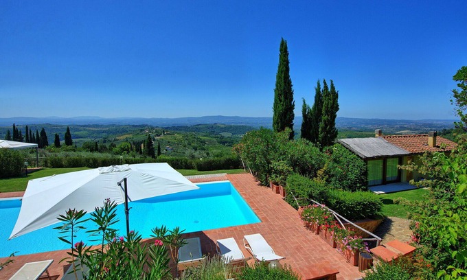 Magliano Villa | Wonderful private villa with A/C, pool, WIFI, TV, balcony, panoramic view, close to Greve In Chianti